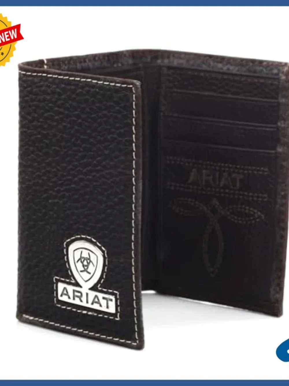 Genuine Leather Trifold Wallet with ID Window and 9 Pockets